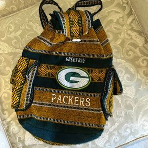 Handmade Green Bay Packers backpack. Mexican woven style. Unisex.